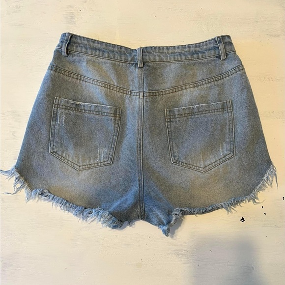 Le Lis High Waisted Distressed Denim Shorts - Picture 2 of 5